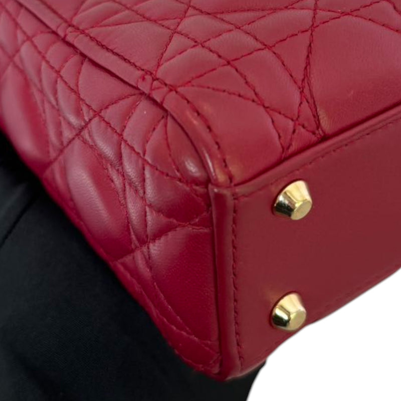 Lady Dior Mini Lambskin Cannage Red GHW