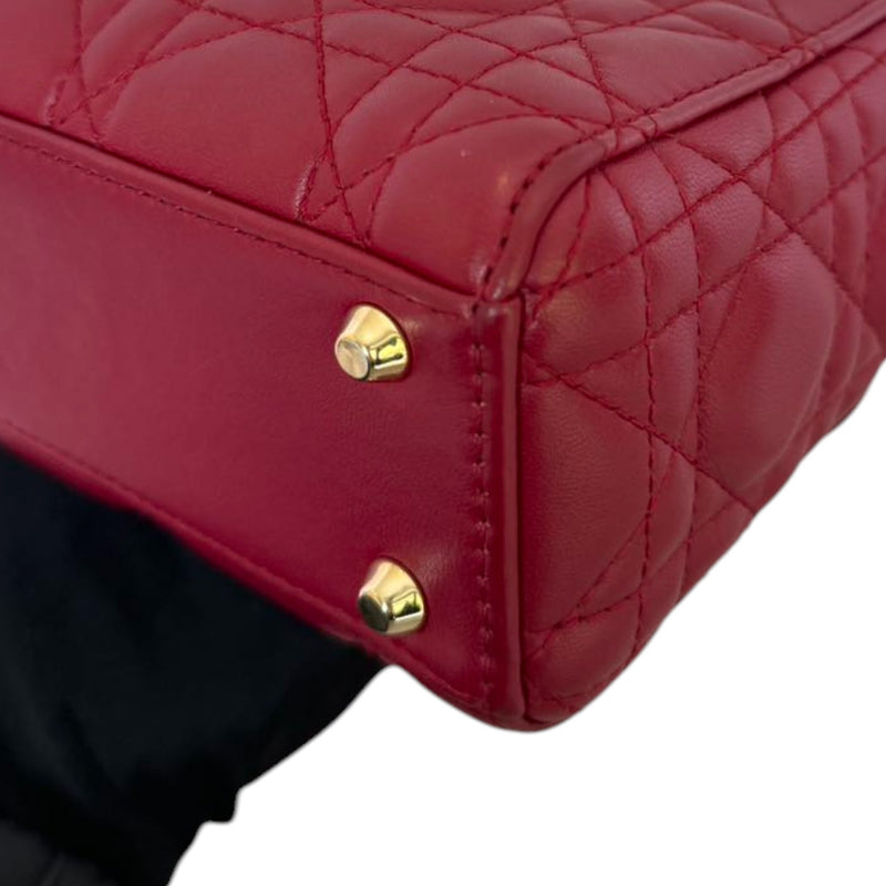 Lady Dior Mini Lambskin Cannage Red GHW
