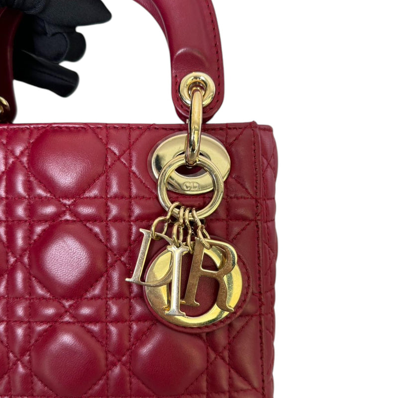 Lady Dior Mini Lambskin Cannage Red GHW