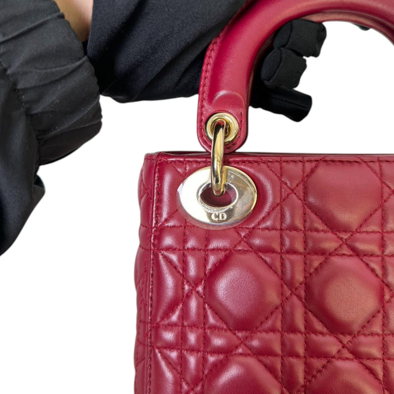 Lady Dior Mini Lambskin Cannage Red GHW