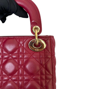 Lady Dior Mini Lambskin Cannage Red GHW