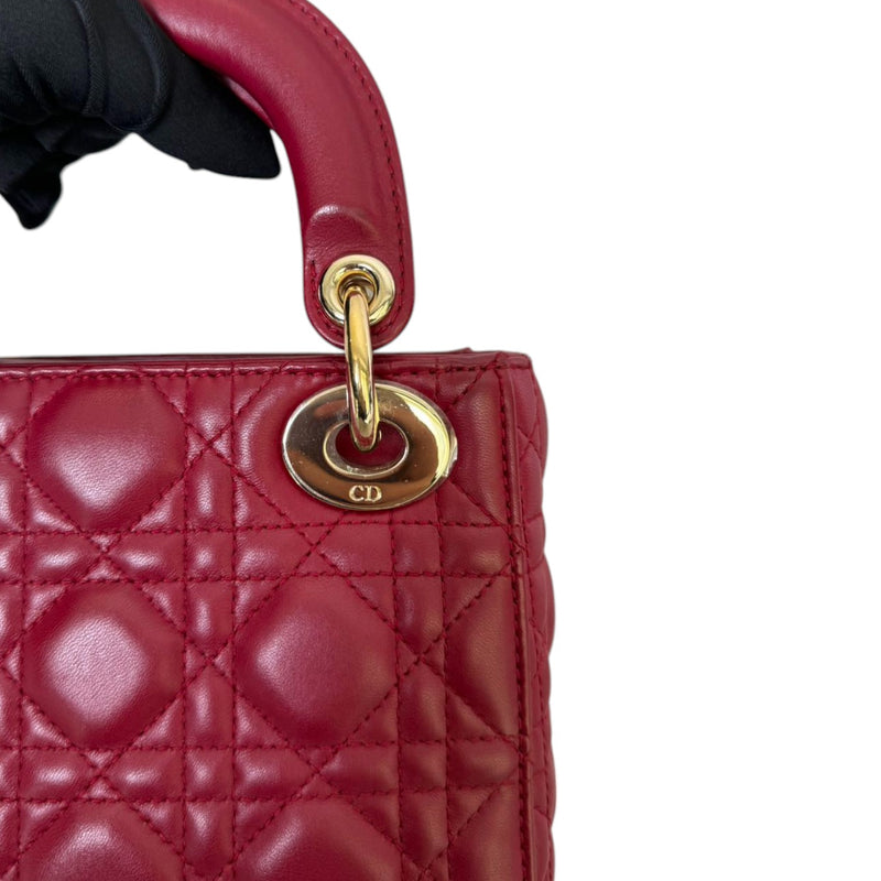 Lady Dior Mini Lambskin Cannage Red GHW