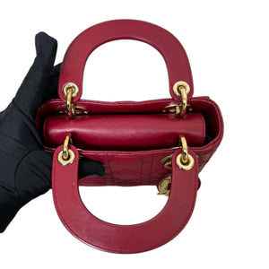 Lady Dior Mini Lambskin Cannage Red GHW