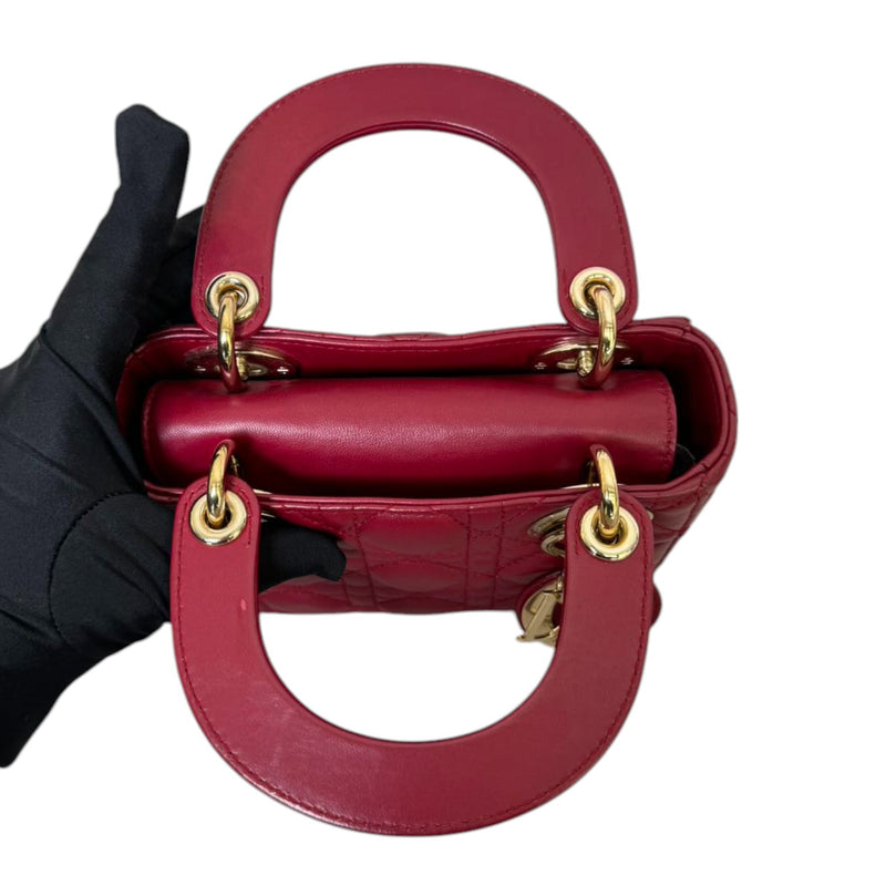 Lady Dior Mini Lambskin Cannage Red GHW