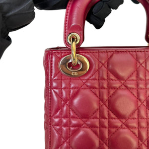 Lady Dior Mini Lambskin Cannage Red GHW