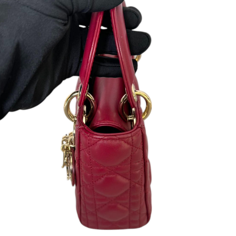 Lady Dior Mini Lambskin Cannage Red GHW