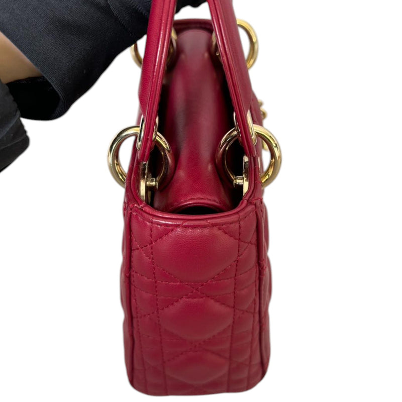 Lady Dior Mini Lambskin Cannage Red GHW