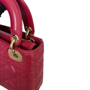 Lady Dior Mini Lambskin Cannage Red GHW