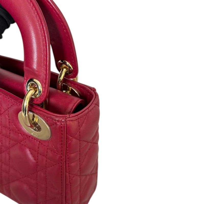 Lady Dior Mini Lambskin Cannage Red GHW