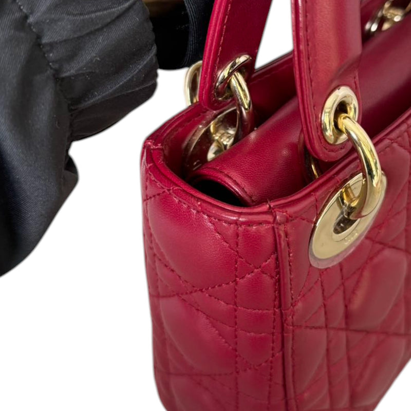Lady Dior Mini Lambskin Cannage Red GHW