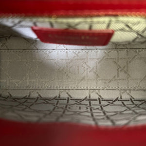 Lady Dior Mini Lambskin Cannage Red GHW