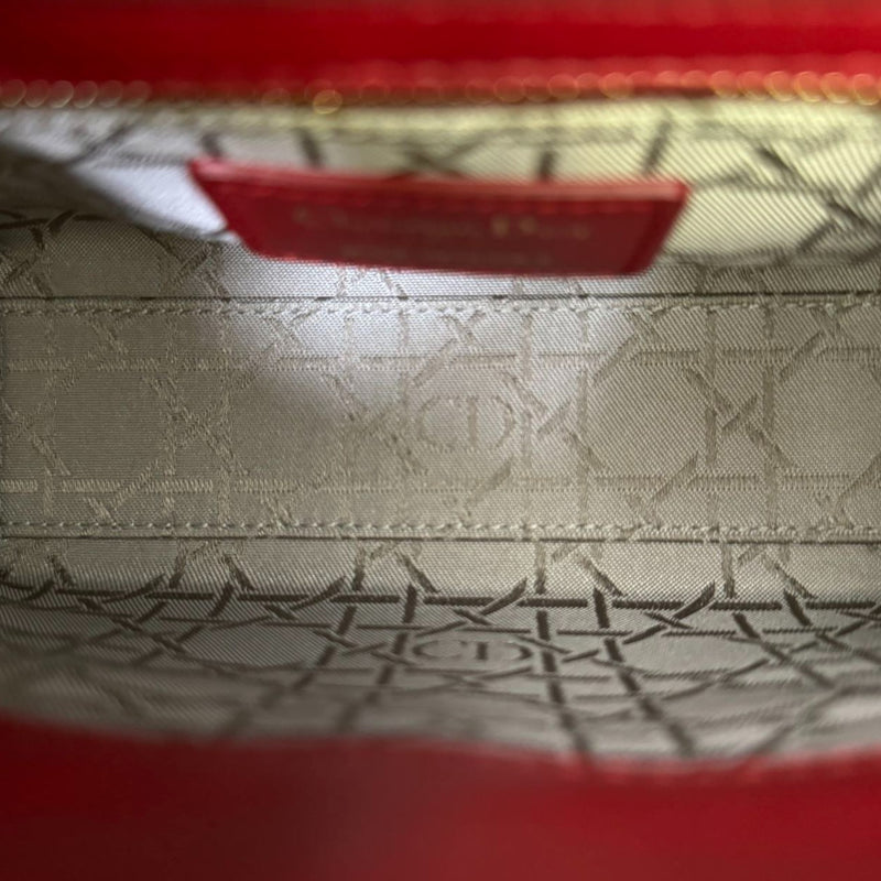 Lady Dior Mini Lambskin Cannage Red GHW