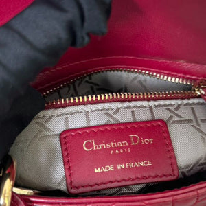 Lady Dior Mini Lambskin Cannage Red GHW