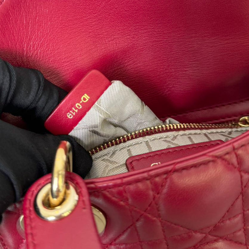 Lady Dior Mini Lambskin Cannage Red GHW