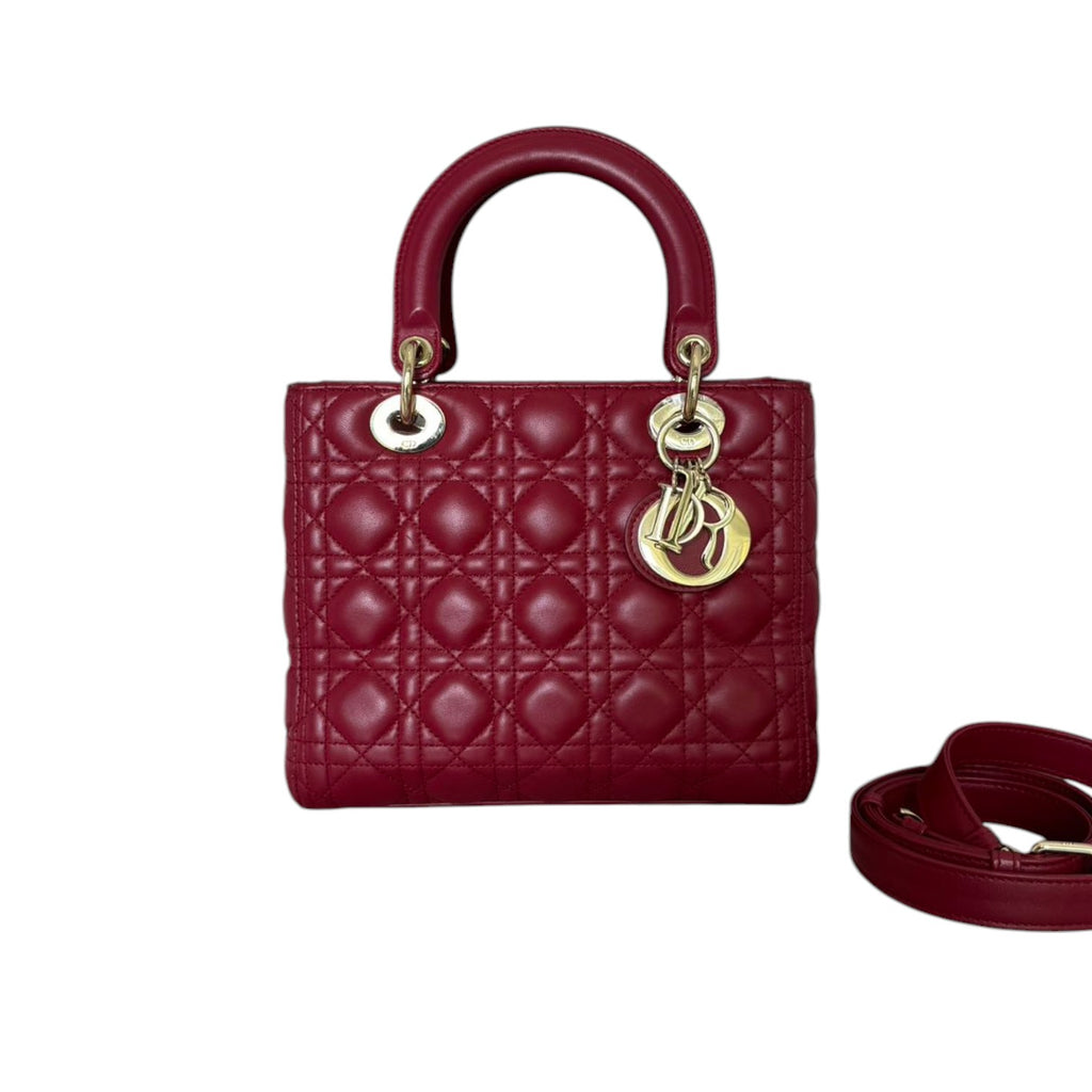 Lady Dior Medium Lambskin Red GHW