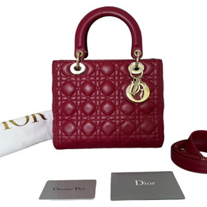 Lady Dior Medium Lambskin Red GHW