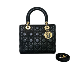 Lady Dior Medium Lambskin Quilted Black GHW