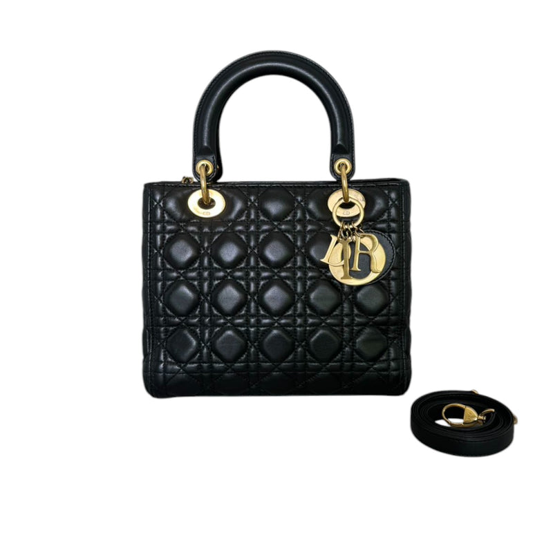 Lady Dior Medium Lambskin Quilted Black GHW