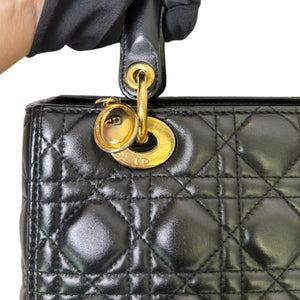 Lady Dior Medium Lambskin Quilted Black GHW