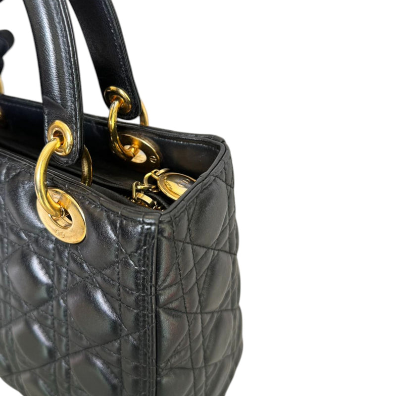 Lady Dior Medium Lambskin Quilted Black GHW