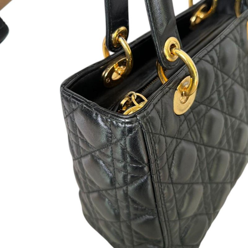 Lady Dior Medium Lambskin Quilted Black GHW