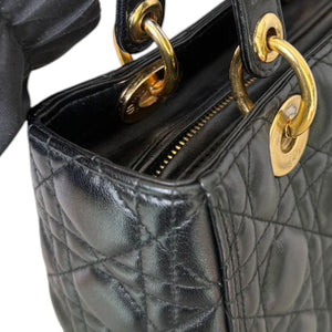 Lady Dior Medium Lambskin Quilted Black GHW