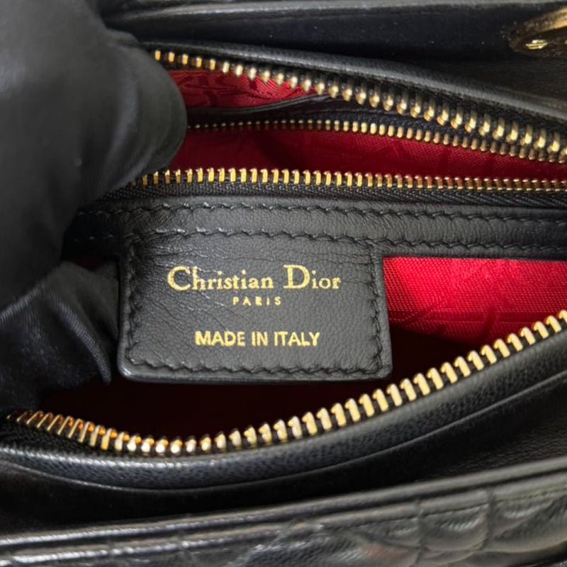 Lady Dior Medium Lambskin Quilted Black GHW