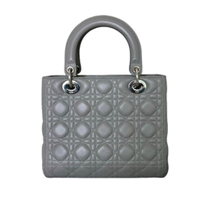 Lady Dior Medium Lambskin Cannage Grey SHW
