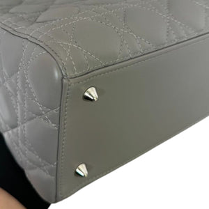 Lady Dior Medium Lambskin Cannage Grey SHW