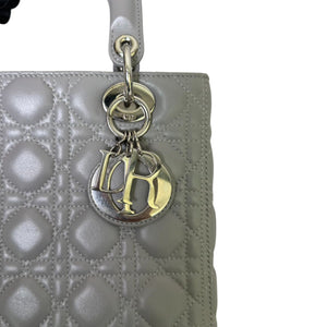 Lady Dior Medium Lambskin Cannage Grey SHW