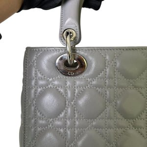 Lady Dior Medium Lambskin Cannage Grey SHW