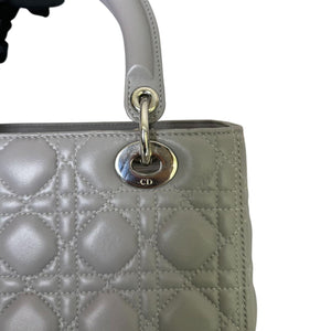 Lady Dior Medium Lambskin Cannage Grey SHW