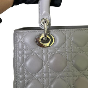 Lady Dior Medium Lambskin Cannage Grey SHW