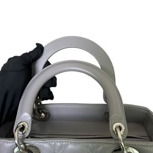 Lady Dior Medium Lambskin Cannage Grey SHW
