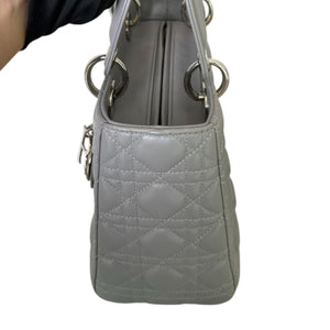 Lady Dior Medium Lambskin Cannage Grey SHW