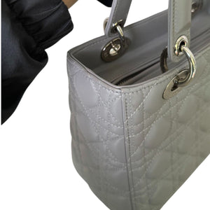Lady Dior Medium Lambskin Cannage Grey SHW