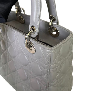 Lady Dior Medium Lambskin Cannage Grey SHW