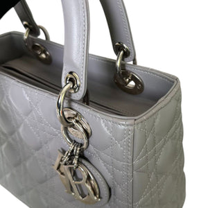 Lady Dior Medium Lambskin Cannage Grey SHW