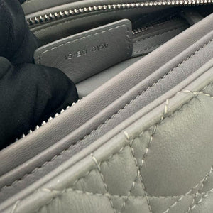Lady Dior Medium Lambskin Cannage Grey SHW