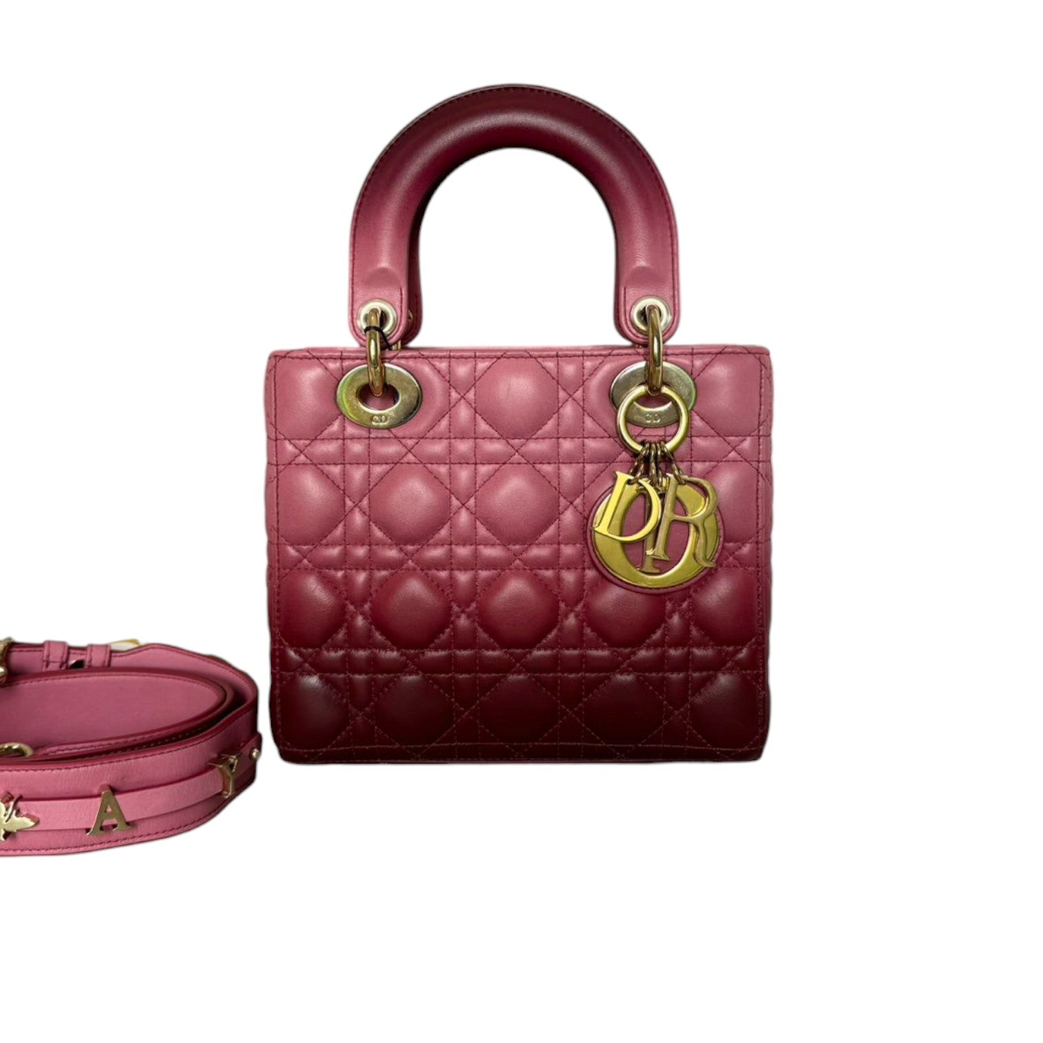 Lady Dior Small Lambskin Cannage Ombre Pink GHW