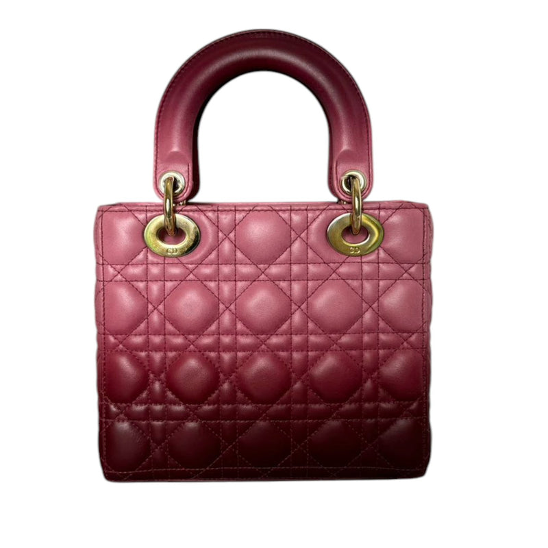 Christian Dior Lady Dior Small Lambskin Cannage Ombre Pink GHW