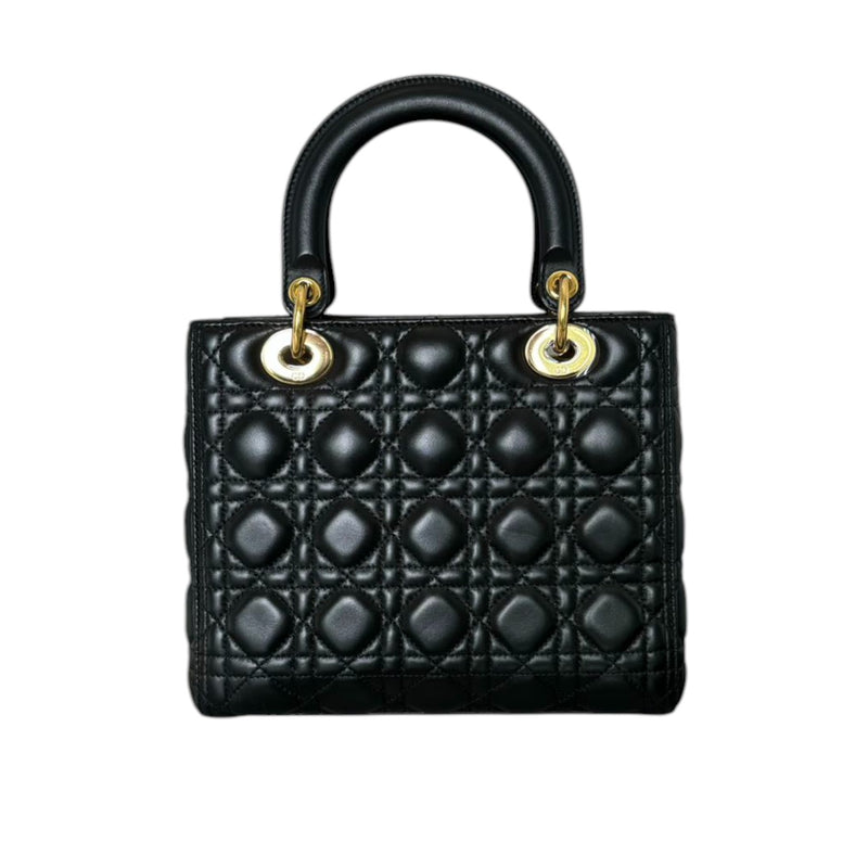 Lady Dior Medium Lambskin Cannage Black GHW
