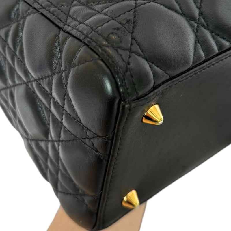 Lady Dior Medium Lambskin Cannage Black GHW