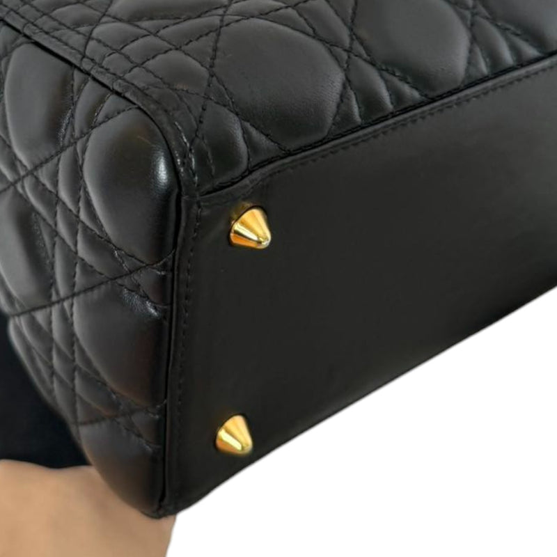 Lady Dior Medium Lambskin Cannage Black GHW