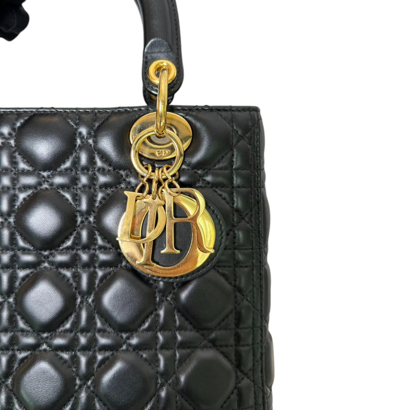Lady Dior Medium Lambskin Cannage Black GHW