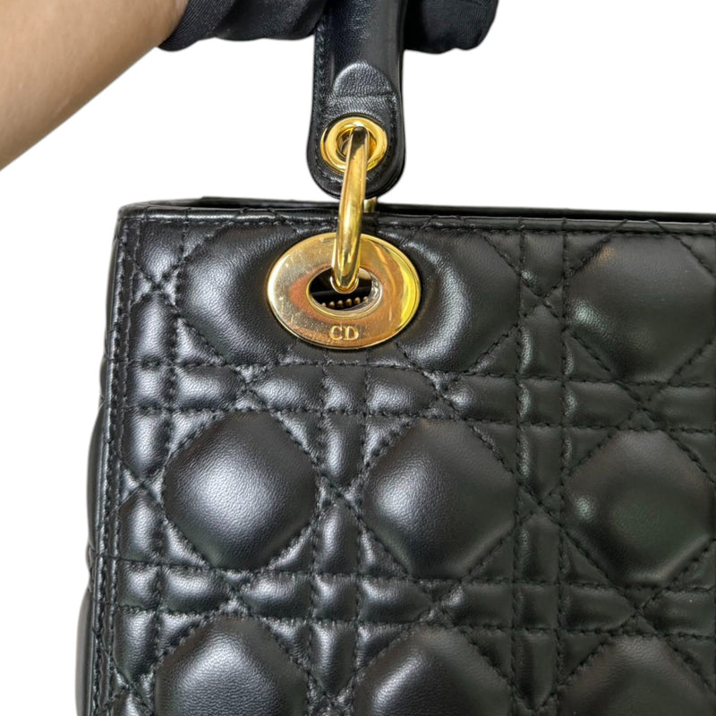 Lady Dior Medium Lambskin Cannage Black GHW