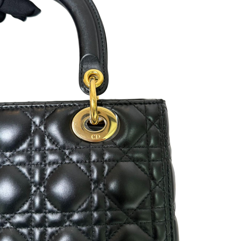 Lady Dior Medium Lambskin Cannage Black GHW