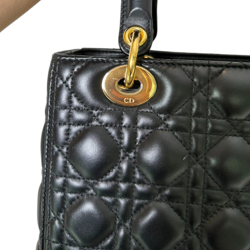 Lady Dior Medium Lambskin Cannage Black GHW