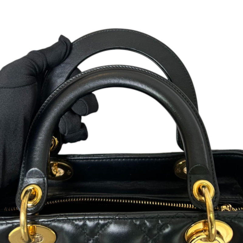 Lady Dior Medium Lambskin Cannage Black GHW