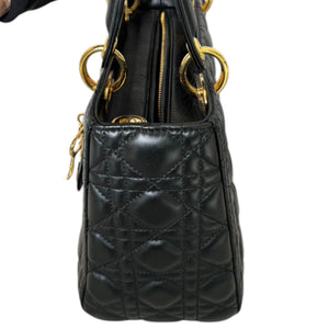 Lady Dior Medium Lambskin Cannage Black GHW